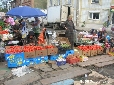 Postcard Selling tomatoes in the street
