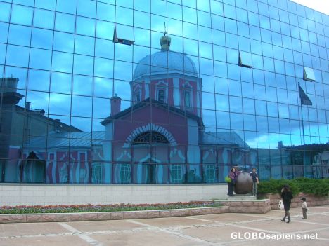 Postcard Church in blue