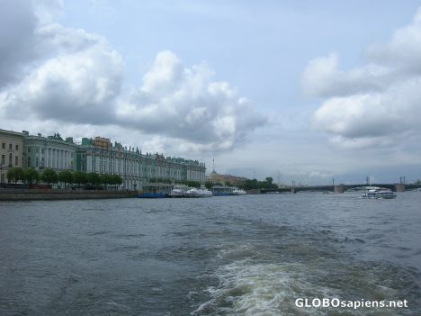 Postcard The Hermitage on the left