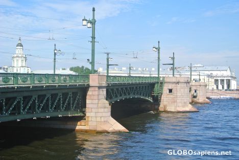 Postcard Palace Bridge in Saint Petersburg