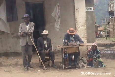 Postcard Rwanda's countryside tailor