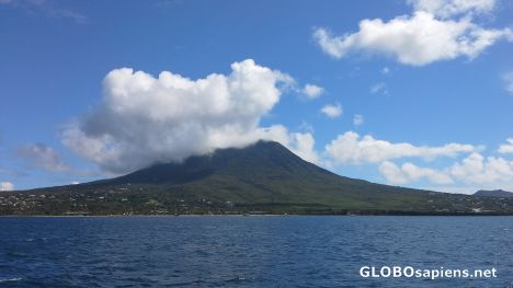 Postcard Nevis Island in the distance