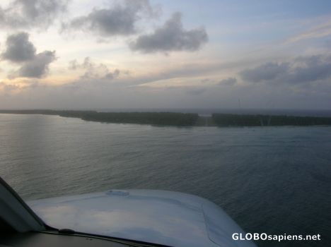 Postcard The airport divides the island Desroches in two