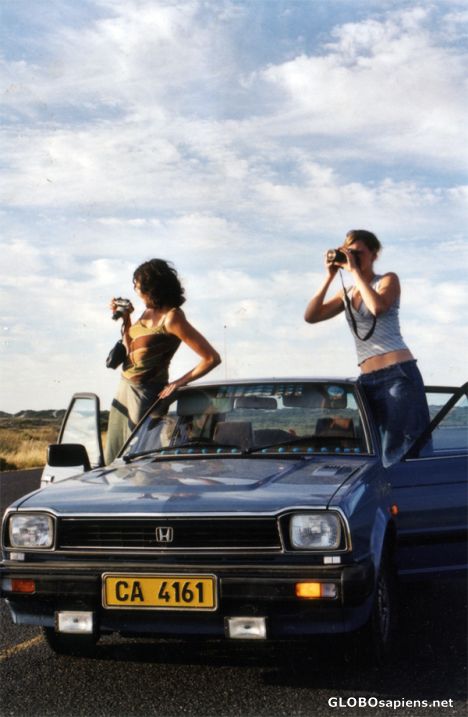 Postcard a friend and me on a roadtrip