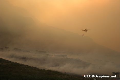 Postcard Table Mountain on fire
