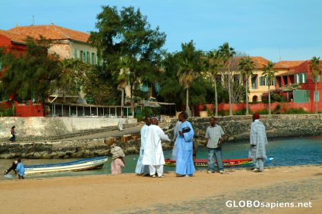 Postcard Ile de Goree - Talking business