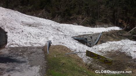 Postcard Road destroyed by avalanche