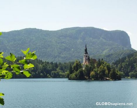 Postcard Church on an Island in the Mountains