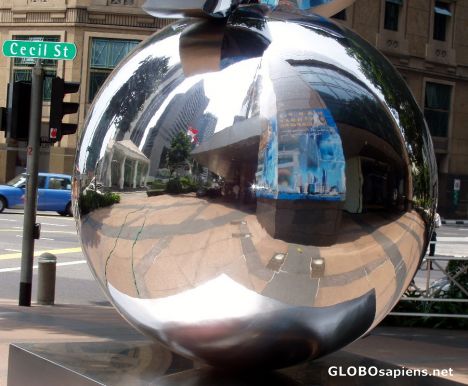 Postcard Reflection of a Singapore shopping street