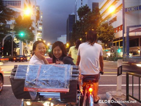 Postcard riding in a rickshaw