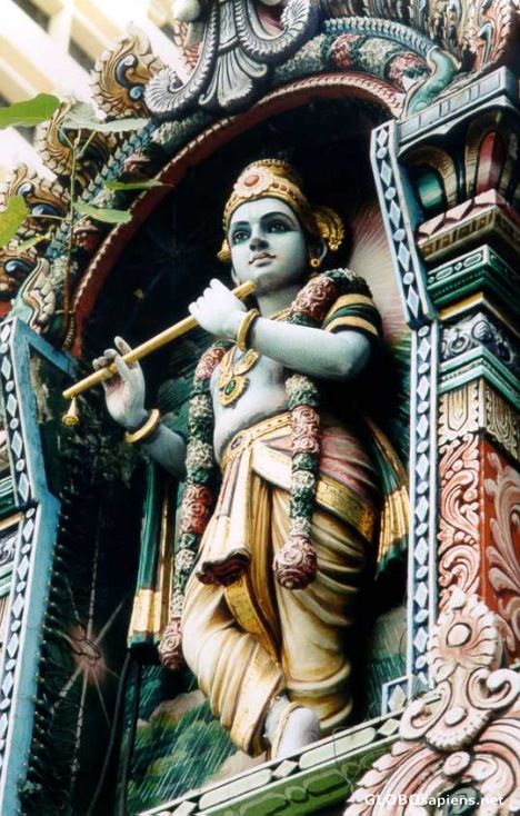 Postcard Statue at Singapore's Sri Krishnan Hindu Temple
