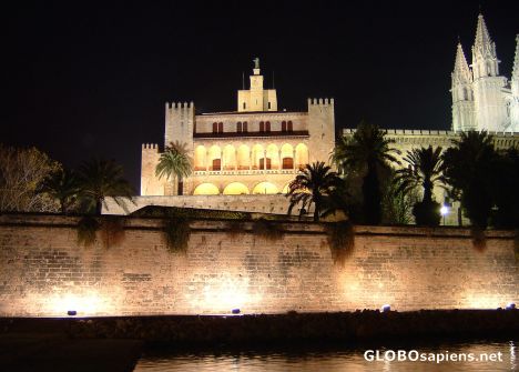 Postcard Palau de l'Almudaina at Night