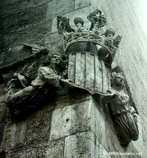 Postcard Corner stone on La Lonja