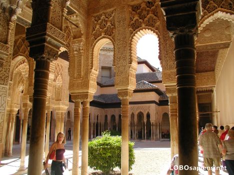 Postcard Alhambra. Inside the patio of the Harem