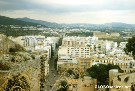 Postcard Ibiza Town from high onto the hills