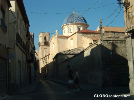 Postcard Narrow street and the blue dome