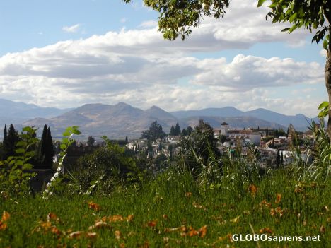 Postcard Granada seen from the Generalife Gardens