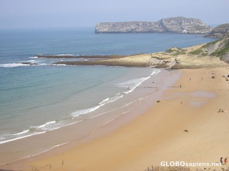 Postcard El Caballo Beach in Mioños village, Cantabria