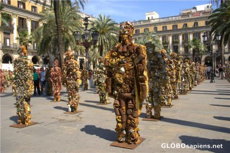 Postcard Sculptures at the Plaza Real