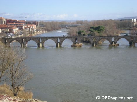 Postcard Panoramic view over the Roman bridge
