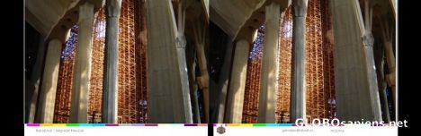 Postcard Stereo picture of the Sagrada Familia, Barcelona.