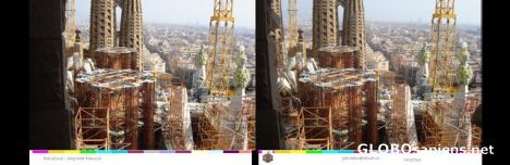 Postcard Stereo picture of the Sagrada Familia, Barcelona.