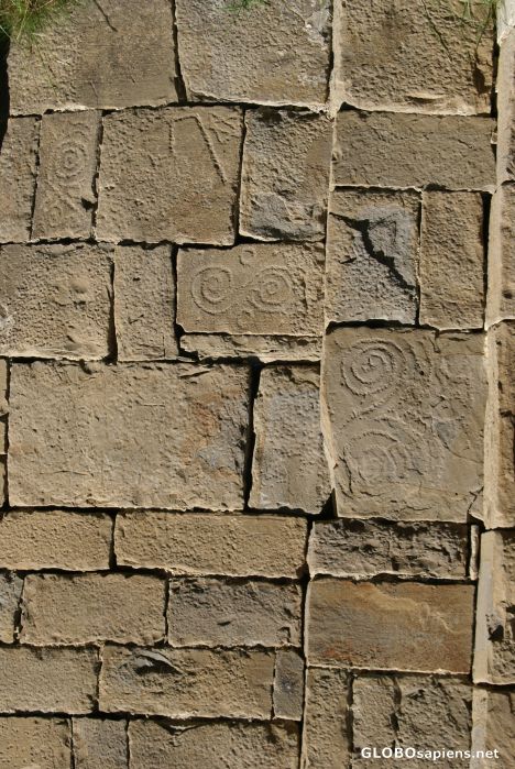 Postcard detail of stonework of church