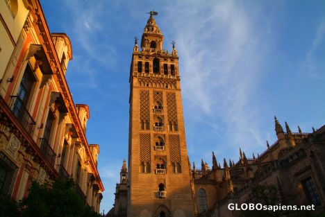 Postcard Sevilla, Andalusia - la Giralda at sunset