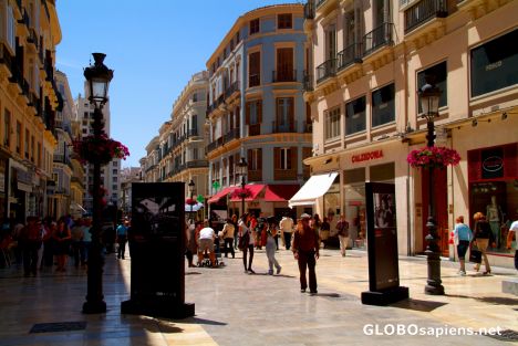 Postcard Malaga, Andalusia - pedestranised shopping street
