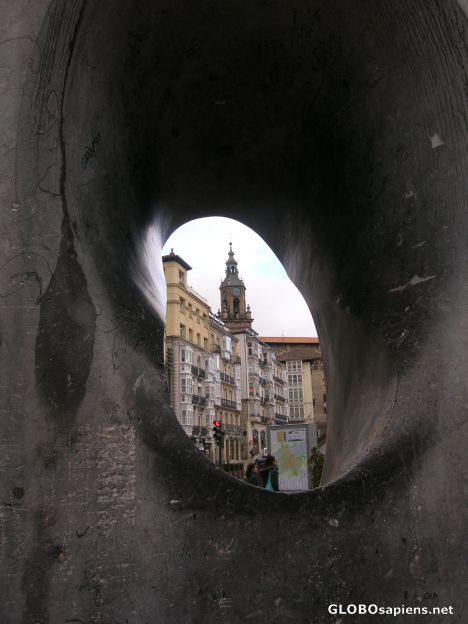 Postcard White Virgin square through a “modern” art artefac