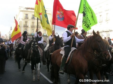 Postcard Men showing flags