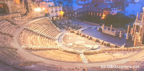 Postcard Roman theater at night