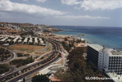 Postcard view to Playa del Ingles
