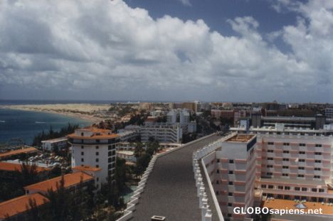 Postcard the beach of Playa del Ingles