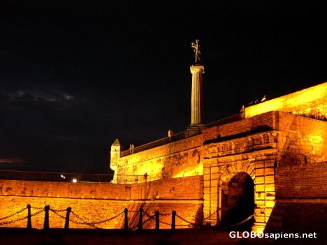 Postcard Fortres Kalemegdan at night