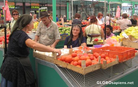 Postcard Fruit market in central Belgrade.