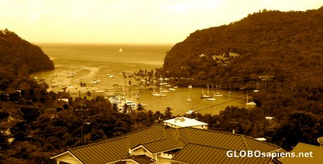 Postcard Marigot Bay - Sepia