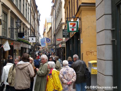 Postcard Busy street in old town Stockholm