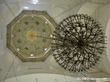 Postcard Big lamp inside the mosque.