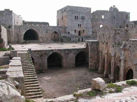 Postcard Open court inside the Krak des Chevalliers.