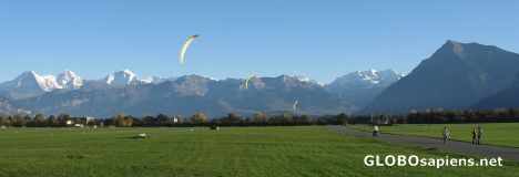 Postcard Kite Boarding on Thun airport