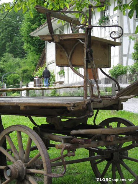 Postcard Carriage in front of house on Ballenberg