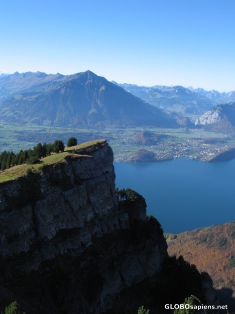 Postcard view from niederhorn to niesen