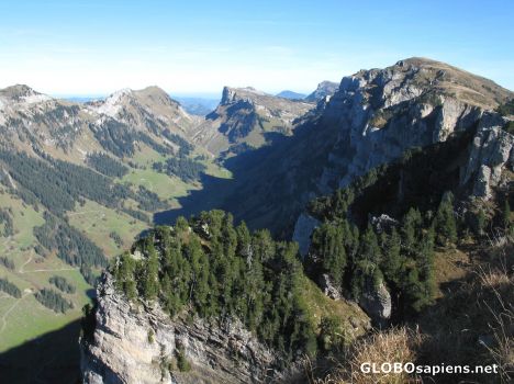 Postcard view from niederhorn to sichel and gemenalphorn