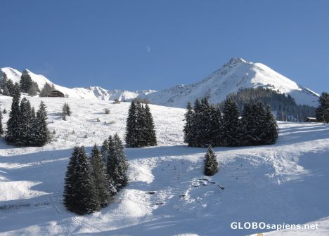 moon mountain snow