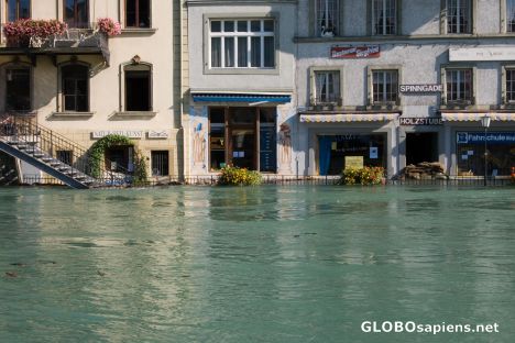 Postcard Too much water in the Aare river