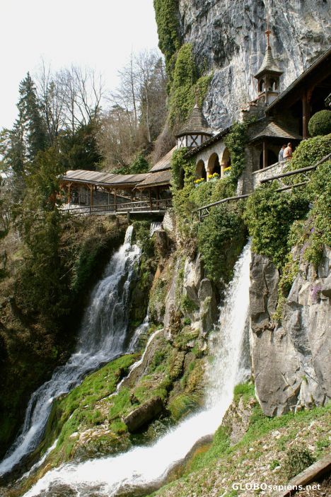 Postcard Entrance to St. Beatus caves, exit of the stream
