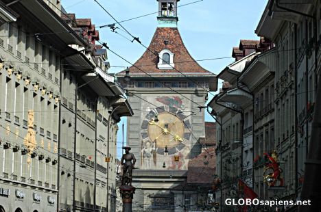 Postcard Old Town with clock tower
