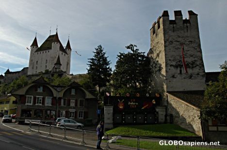 Postcard Thun castle during fulehung