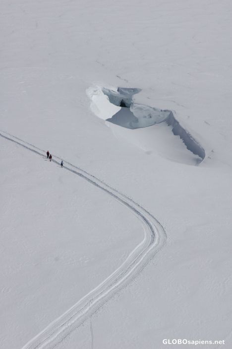 Postcard Walking on the glacier